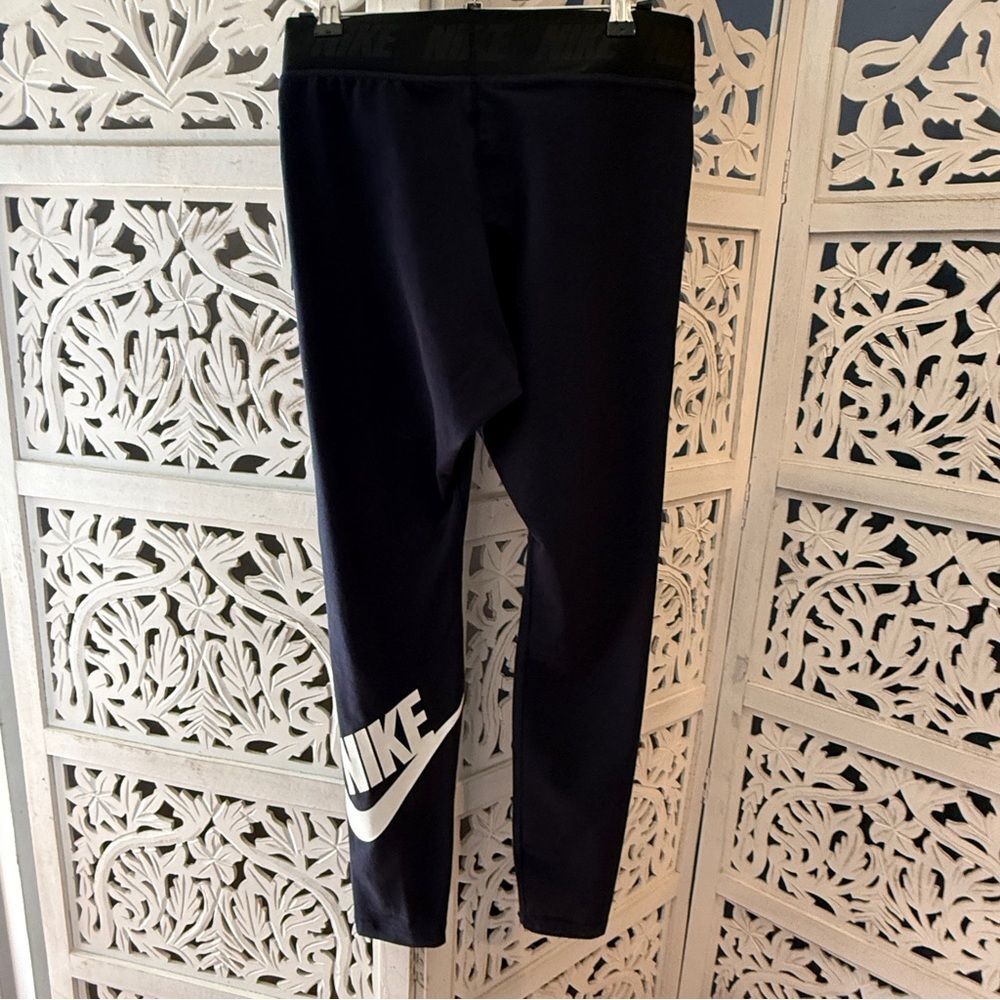 NWT Nike Blue Graphic Logo Tights Sz M
